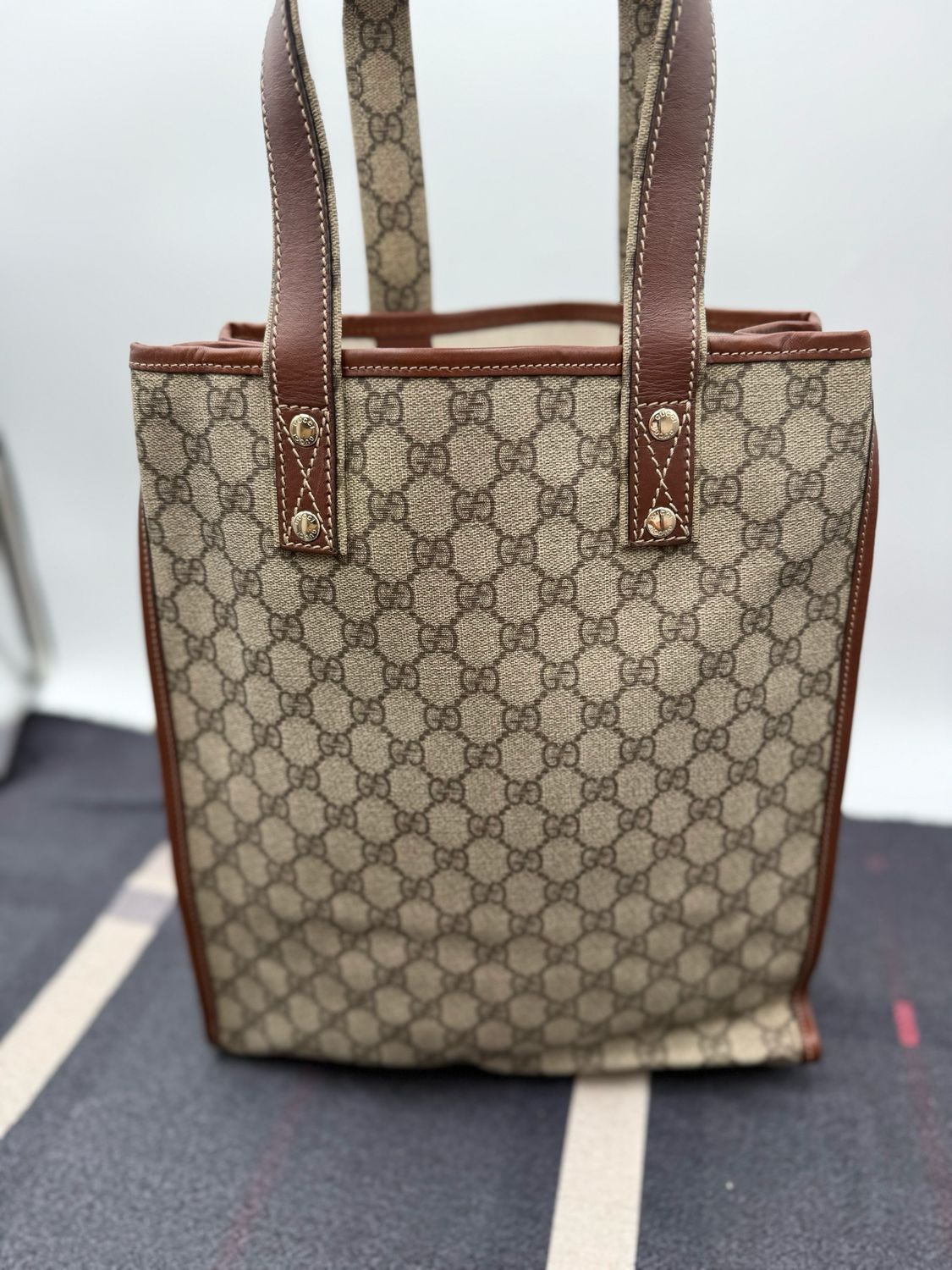 Gucci Monogram Supreme Web Loop Vertical Tote