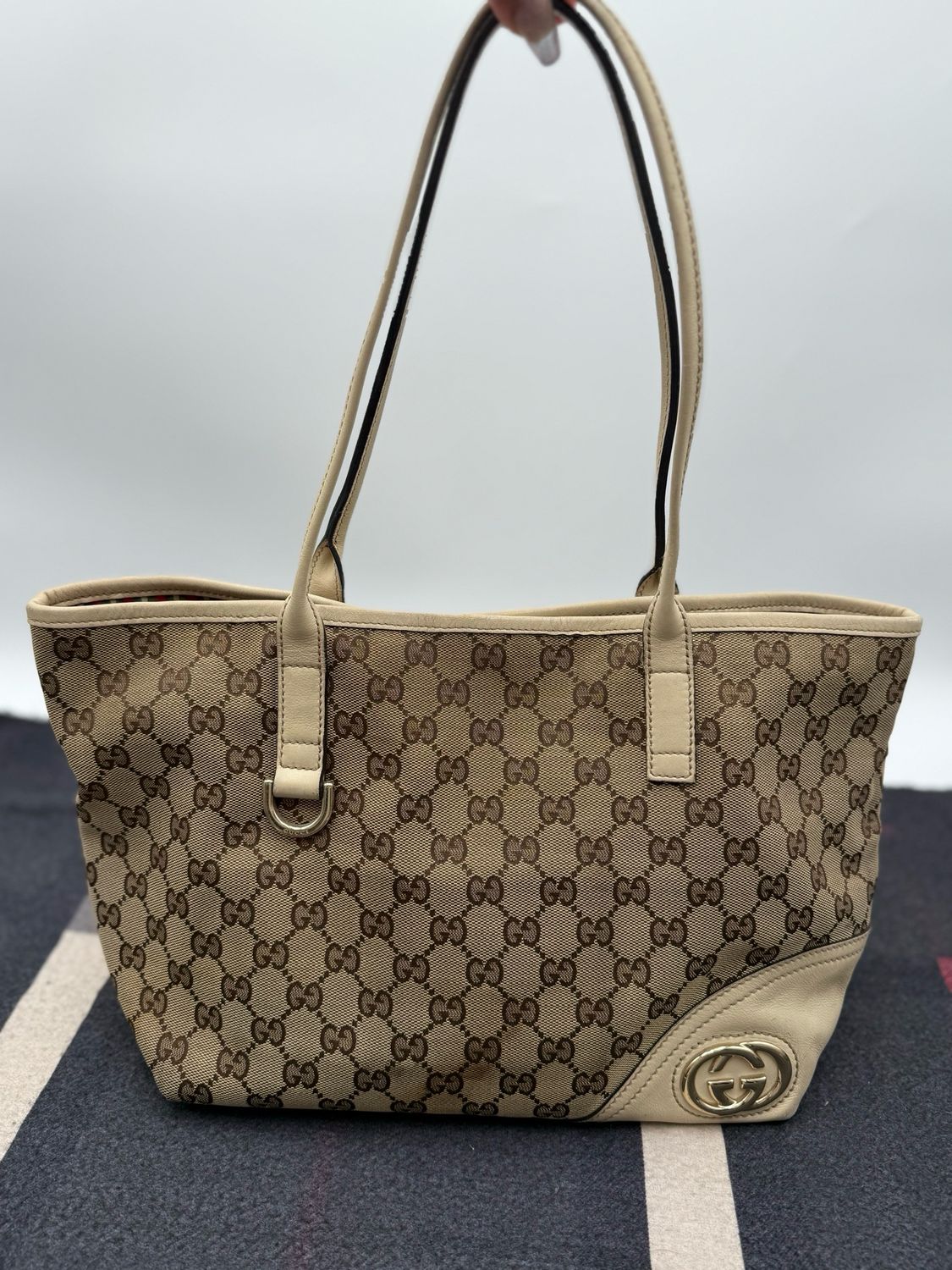 Gucci Monogram Britt Medium Tote Shoulder