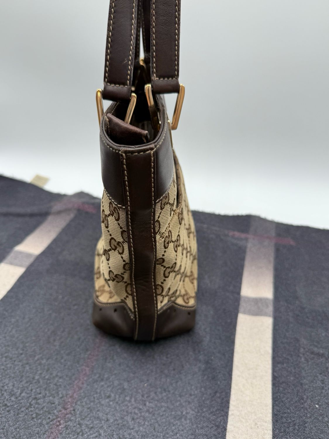 Gucci Monogram Canvas Small Punch Tote Shoulder Bag
