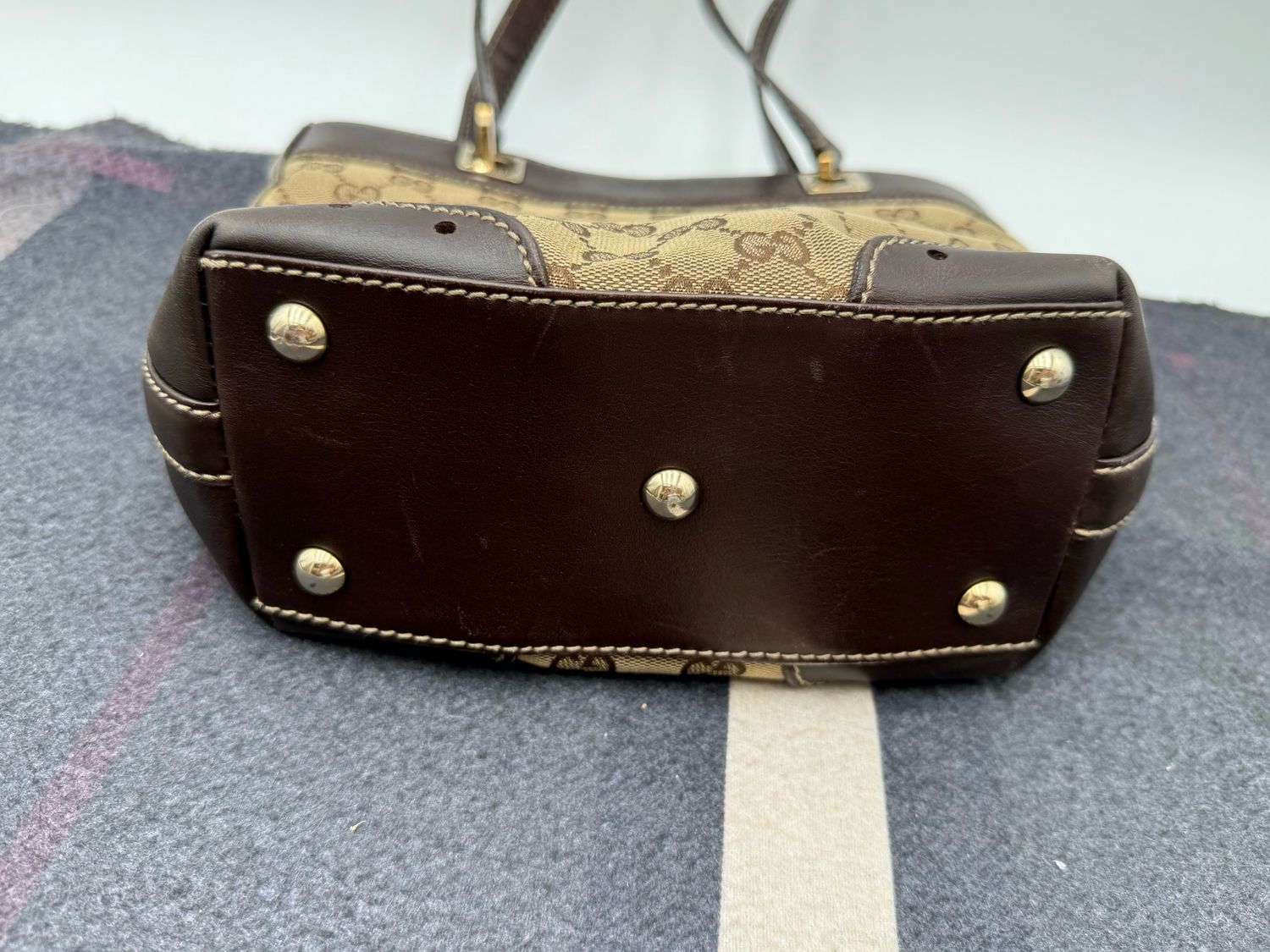 Gucci Monogram Canvas Small Punch Tote Shoulder Bag