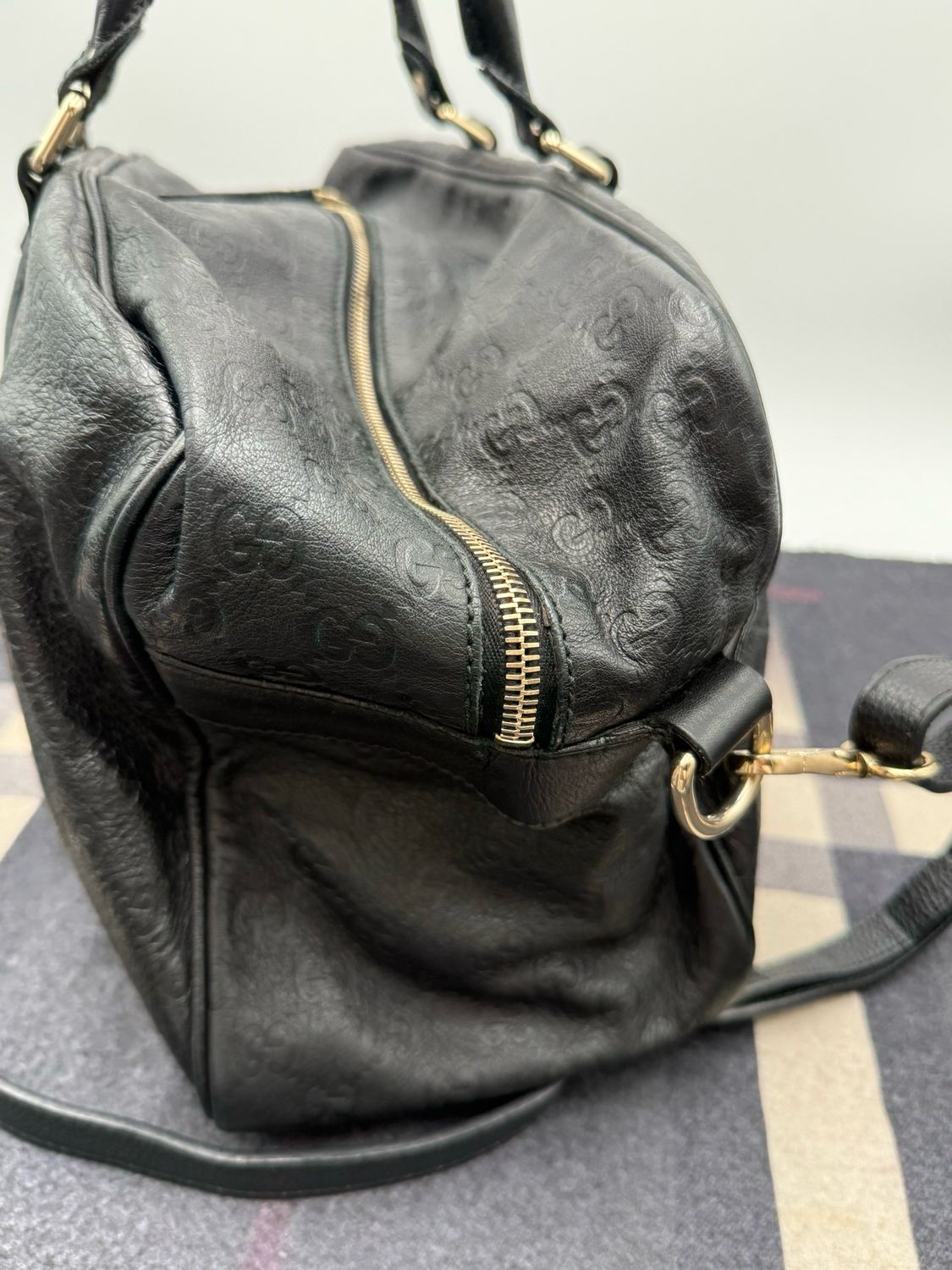 Gucci Micro Monogram Leather Guccissima Travel Duffle Messenger