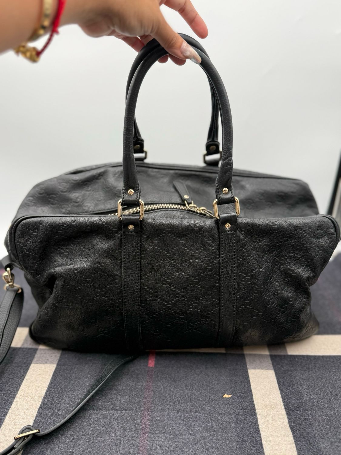Gucci Micro Monogram Leather Guccissima Travel Duffle Messenger