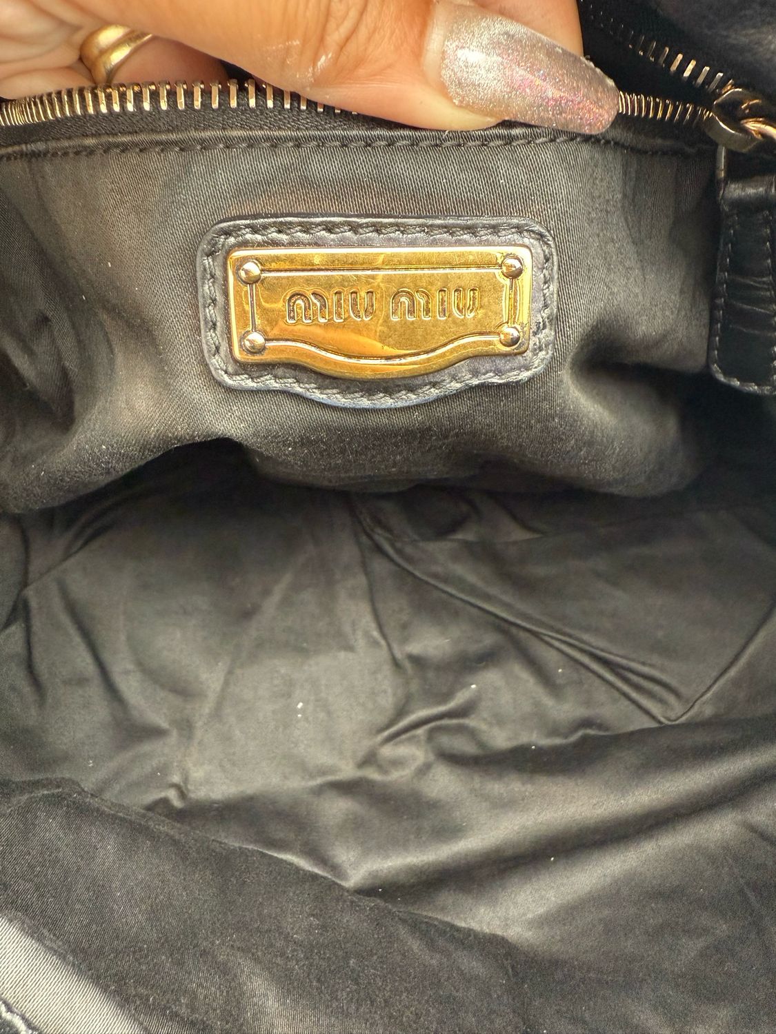 Miumiu Vitello Daino Bow Crossbody Messenger