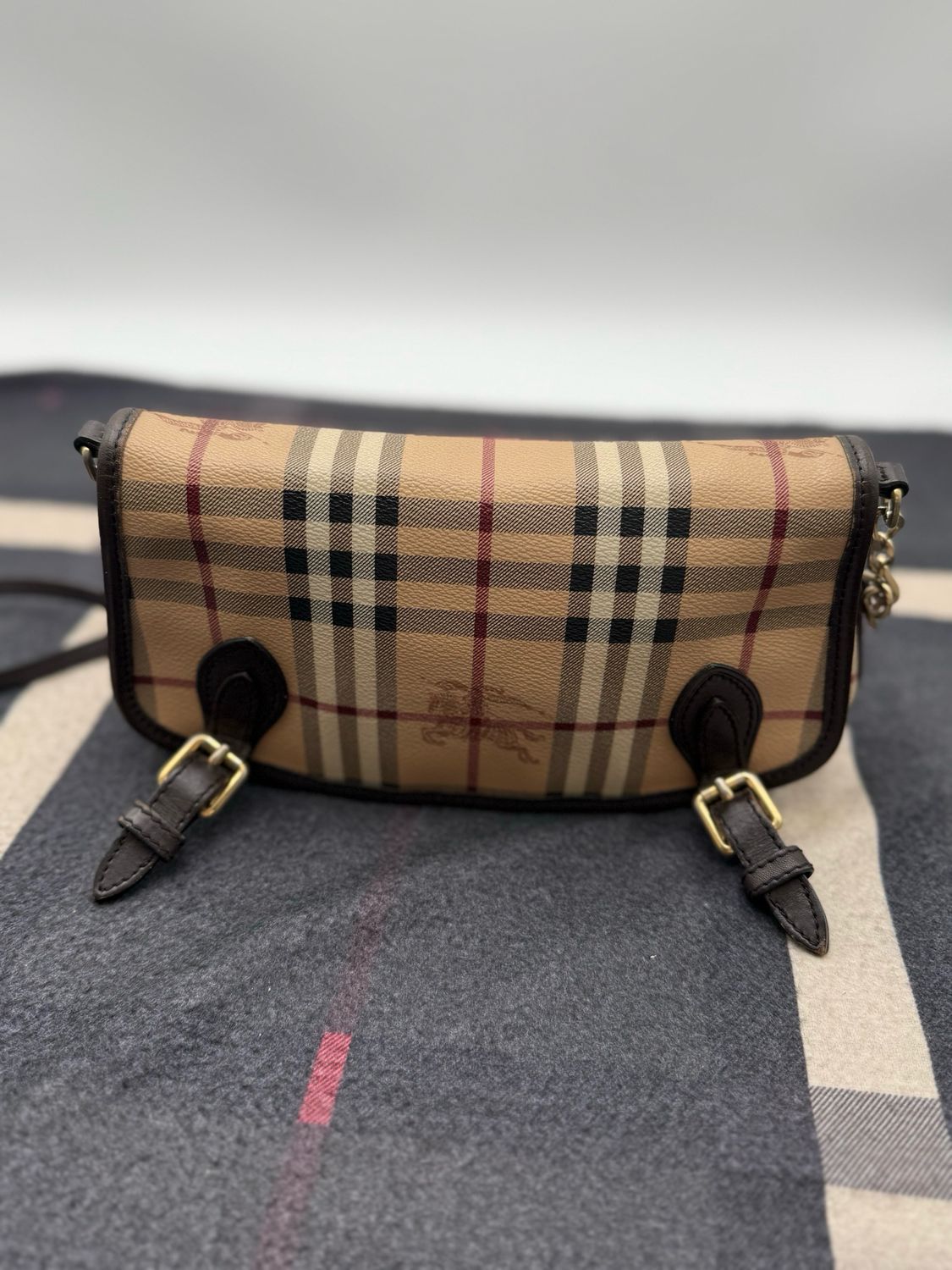 Burberry Haymarket Check Flap Messenger Crossbody Small