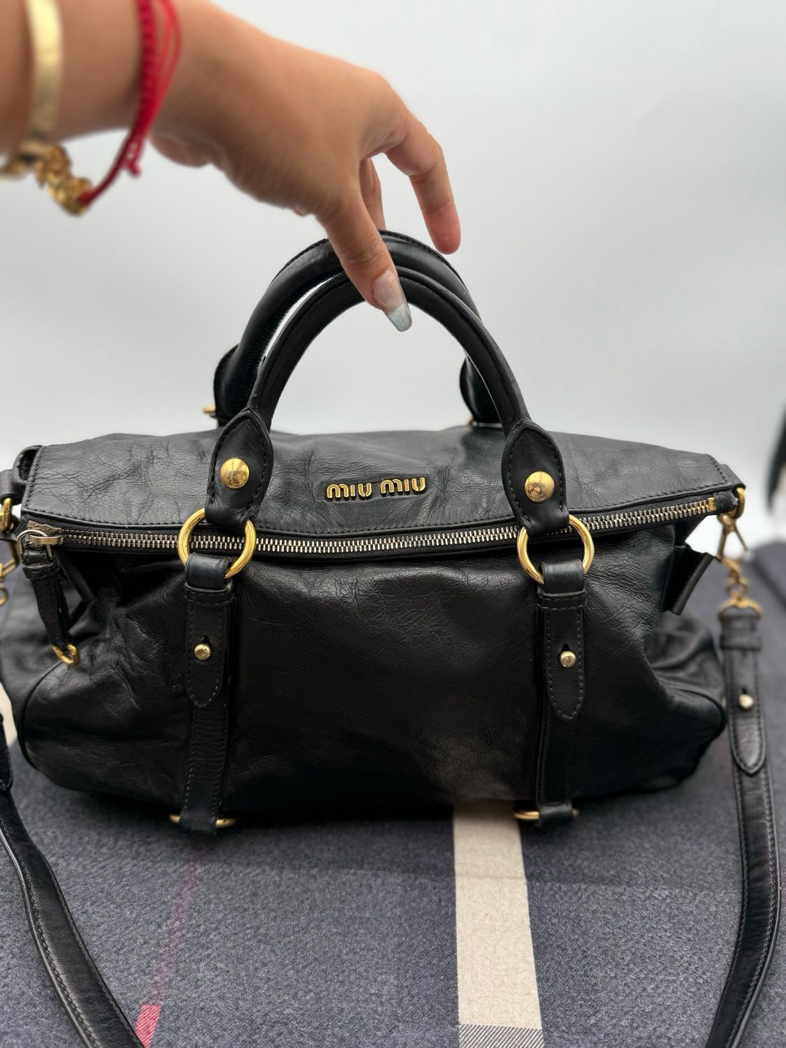 Miumiu Vitello Daino Bow Crossbody Messenger