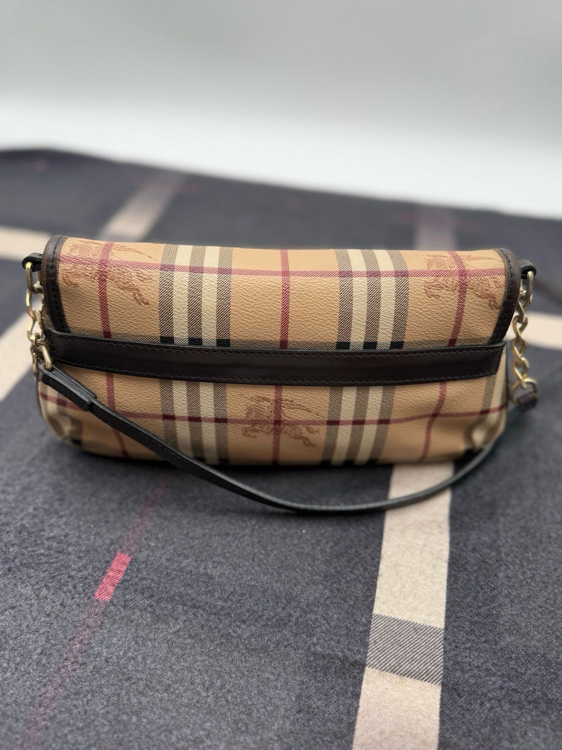 Burberry Haymarket Check Flap Messenger Crossbody Small