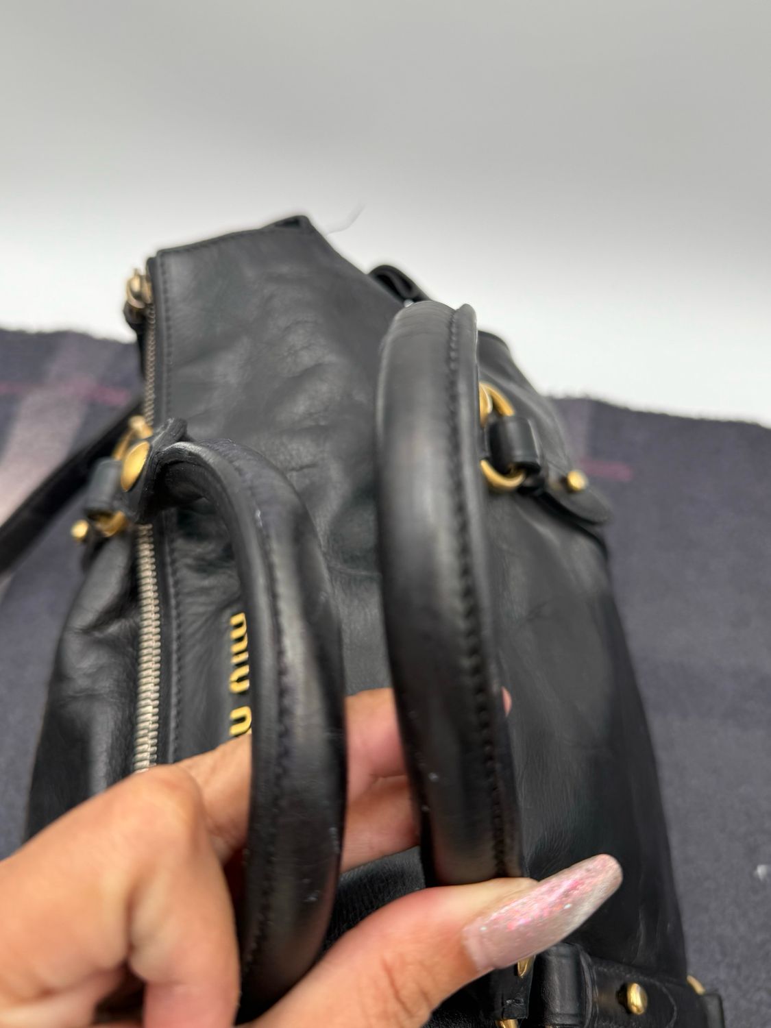 Miumiu Vitello Daino Bow Crossbody Messenger