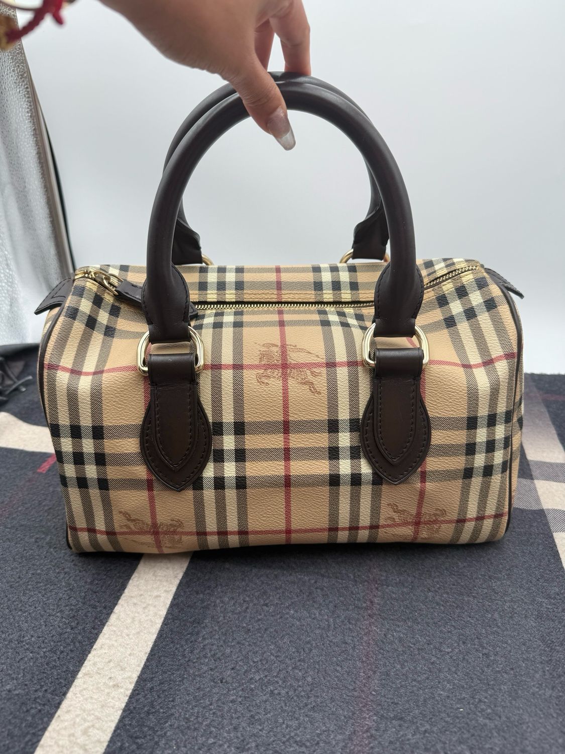 Burberry Chester Bowling Tote Haymarket Check