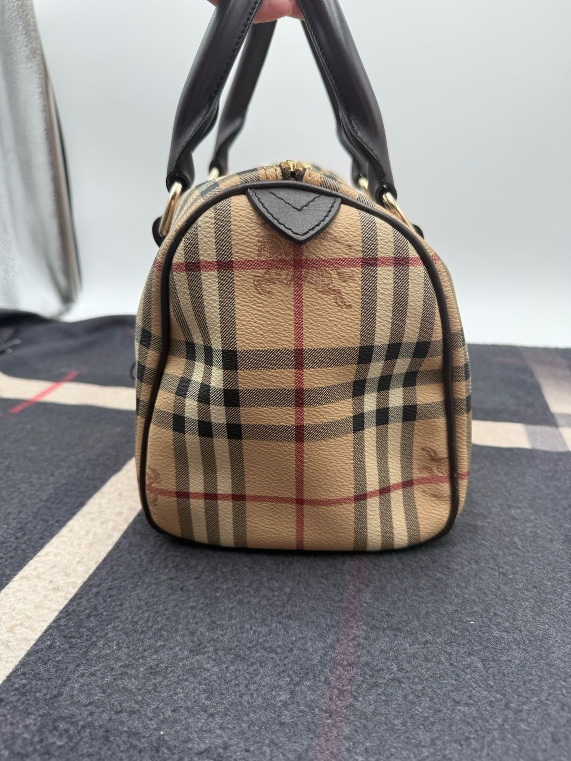 Burberry Chester Bowling Tote Haymarket Check