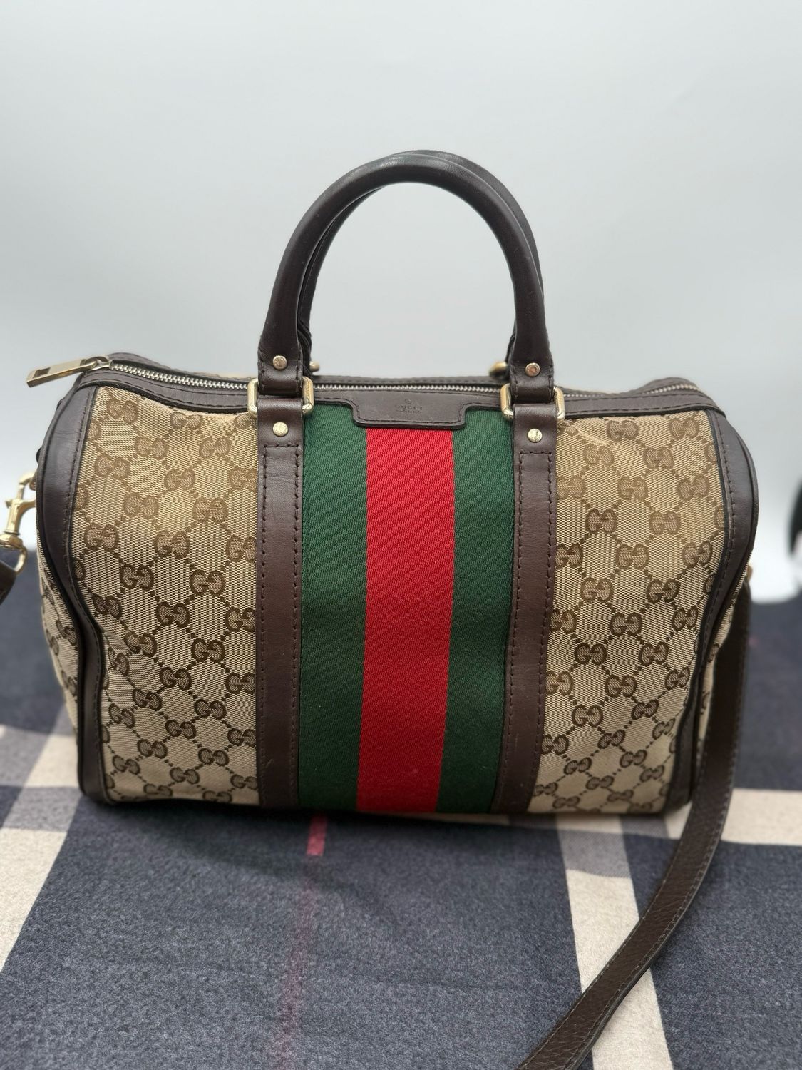 Gucci Monogram Web Crossbody Boston Messenger