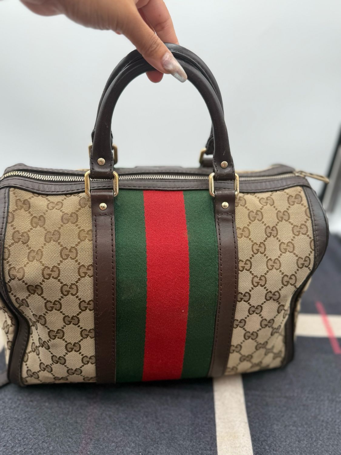 Gucci Monogram Web Crossbody Boston Messenger