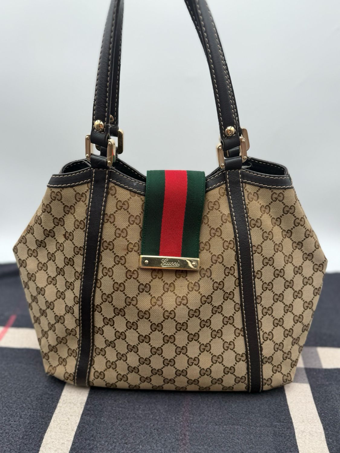 Gucci New Ladies Web Medium Tote Shoulder Bag