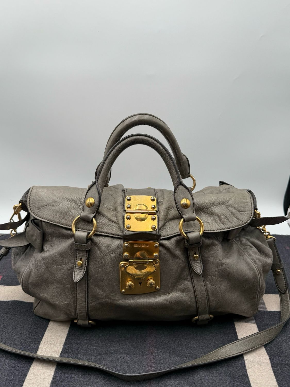 Miumiu Vitello Lux Leather Crossbody Messenger