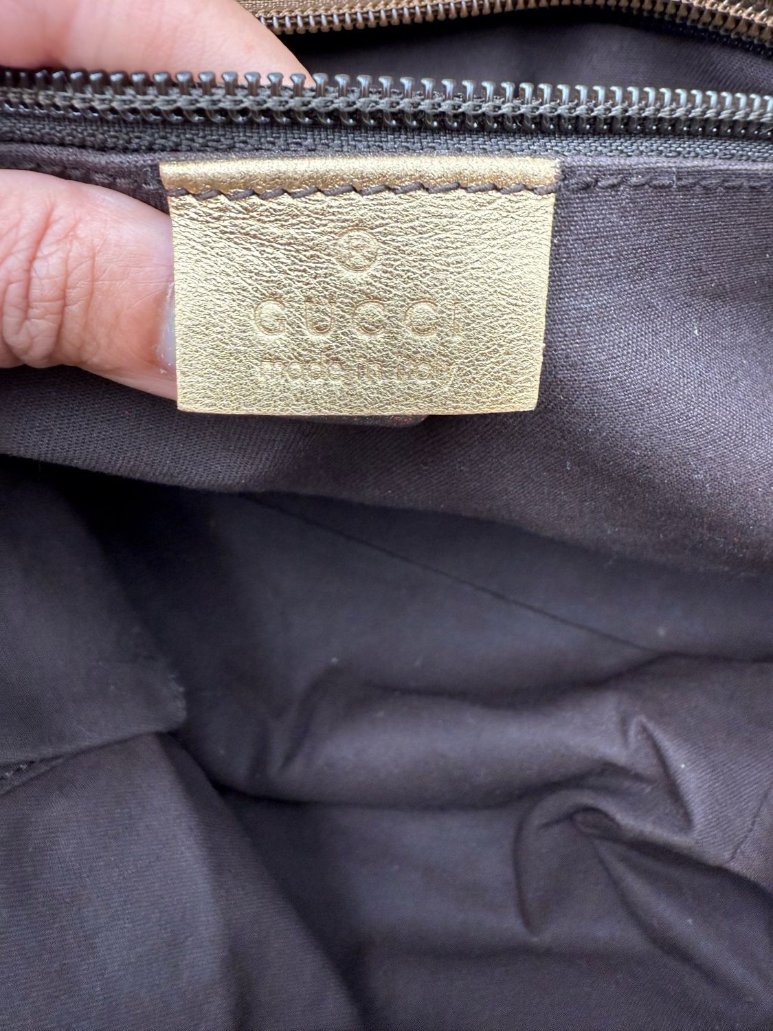Gucci Monogram Web Tote Medium Bucket Bag Zipper