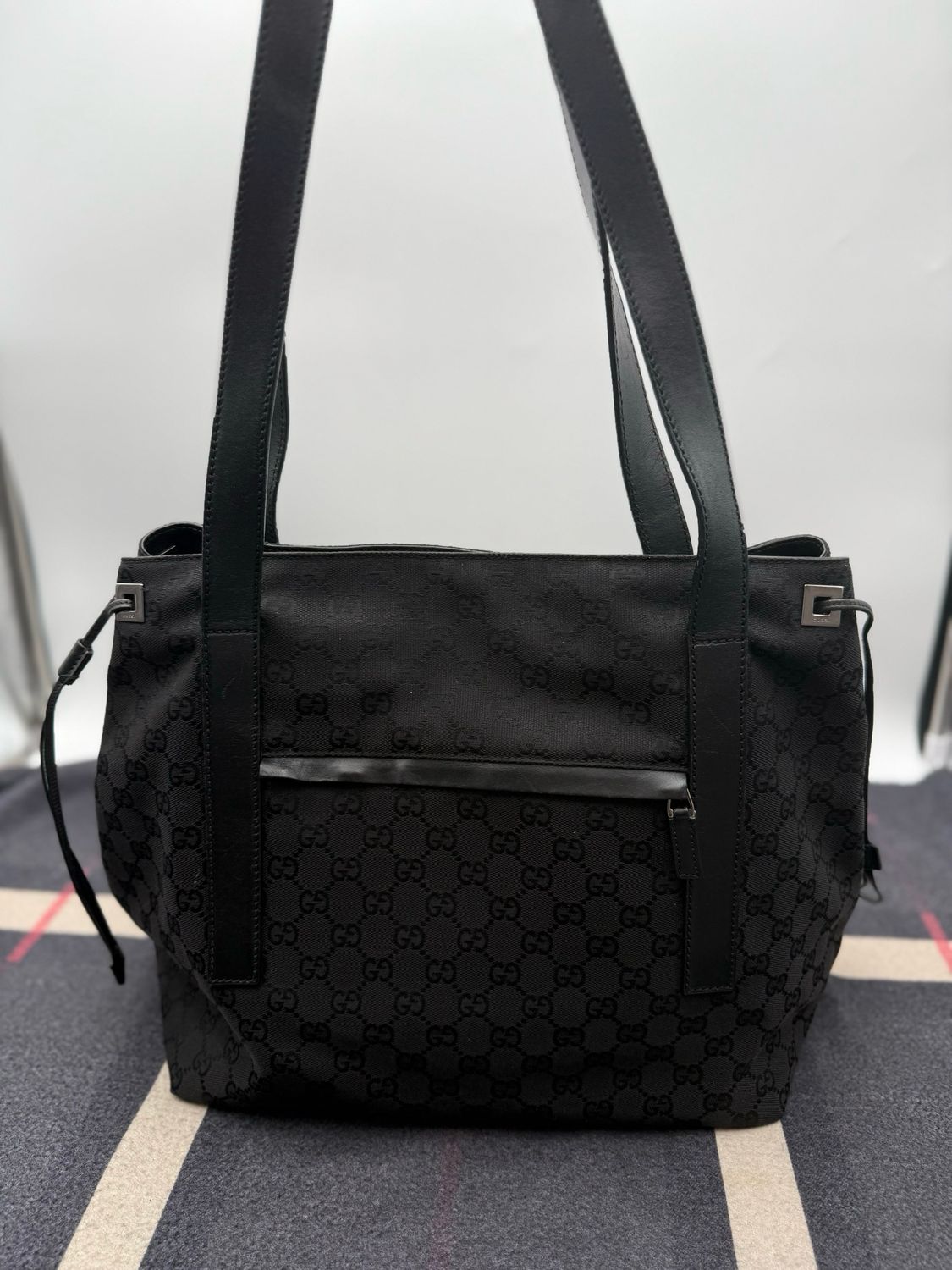 Gucci Monogram Canvas Black Shoulder Long Strap