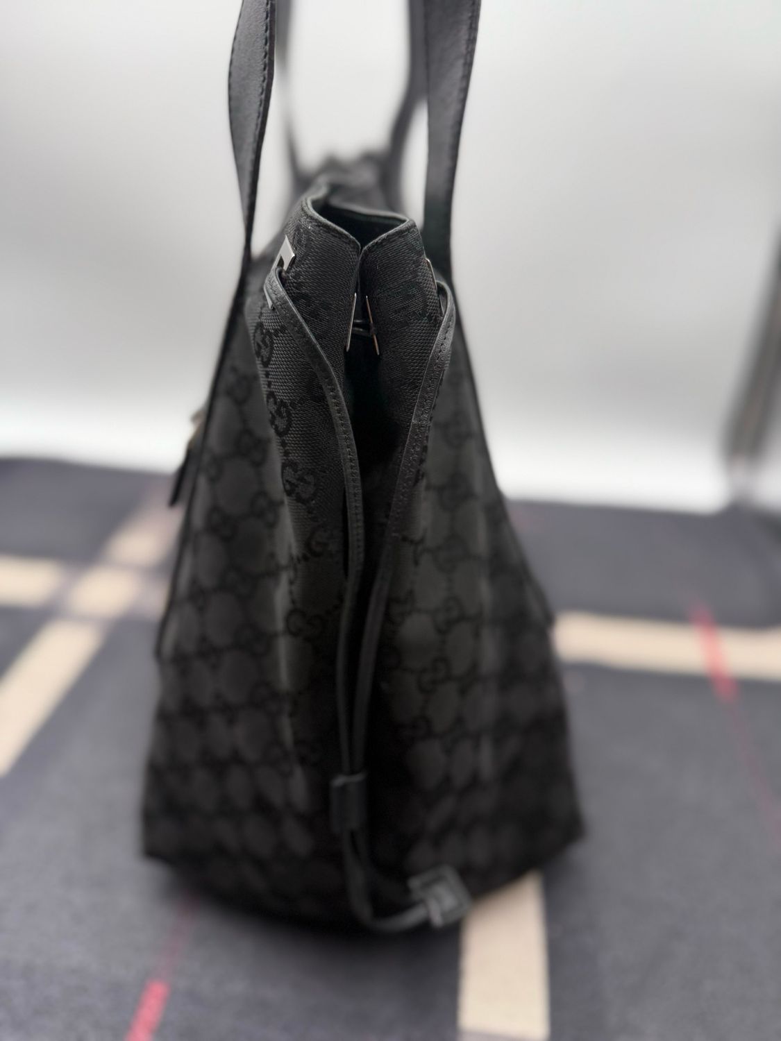 Gucci Monogram Canvas Black Shoulder Long Strap