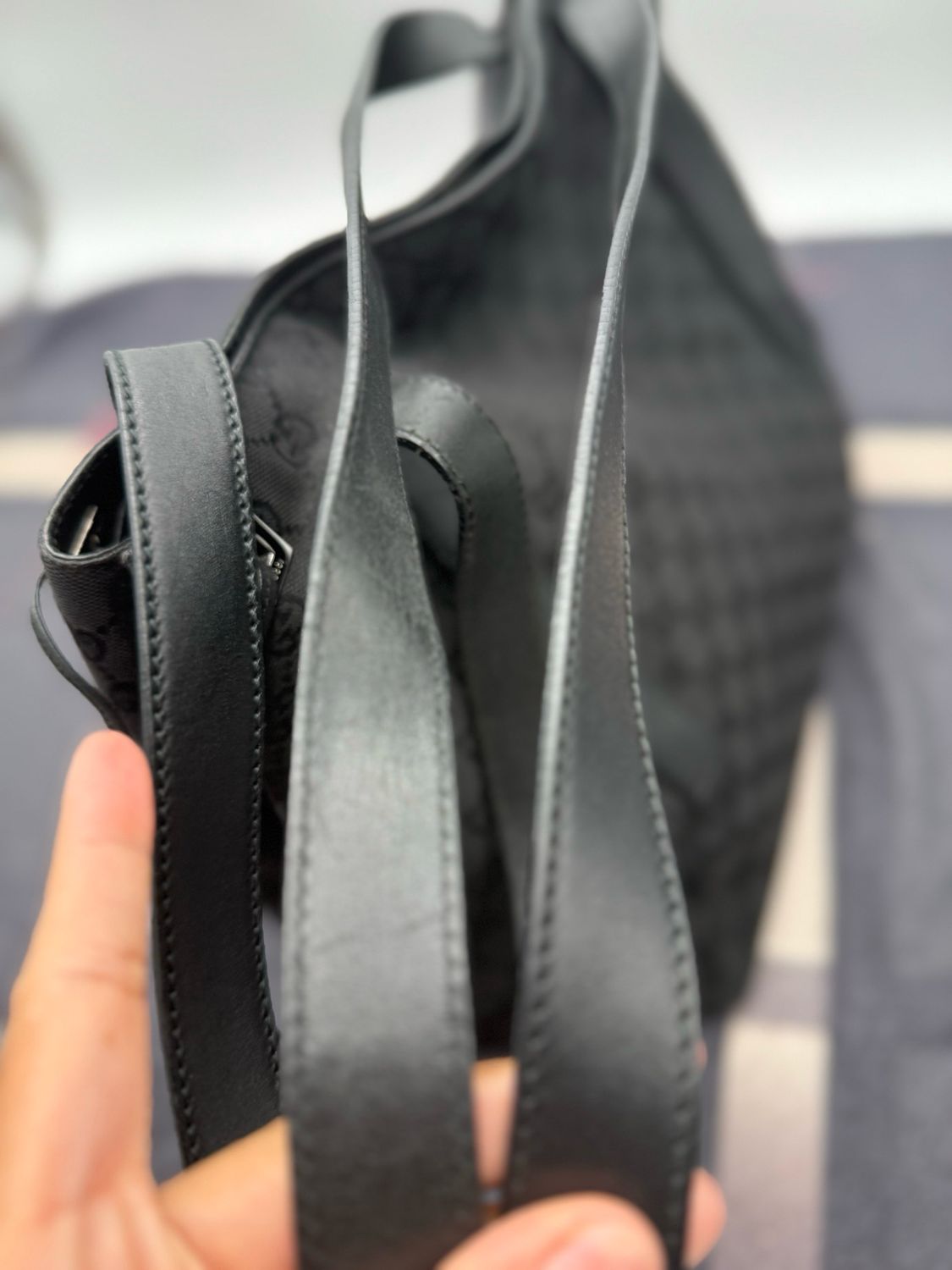 Gucci Monogram Canvas Black Shoulder Long Strap