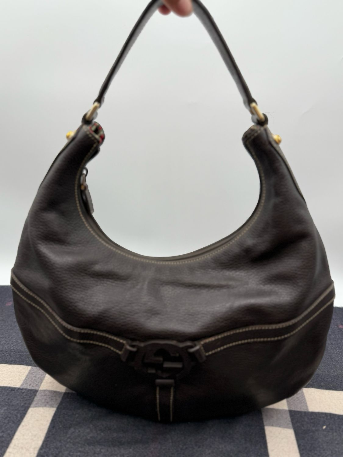 Gucci Reins Hobo Leather Shoulder Interlocking Tote