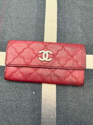 Chanel Coco Mark Calfskin Wallet Bifold Double Stitch
