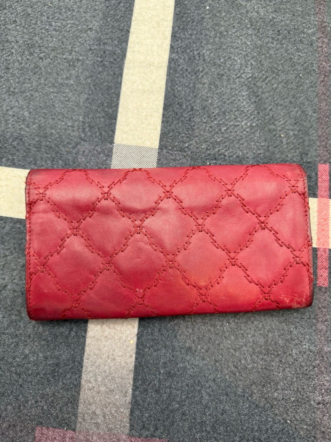 Chanel Coco Mark Calfskin Wallet Bifold Double Stitch