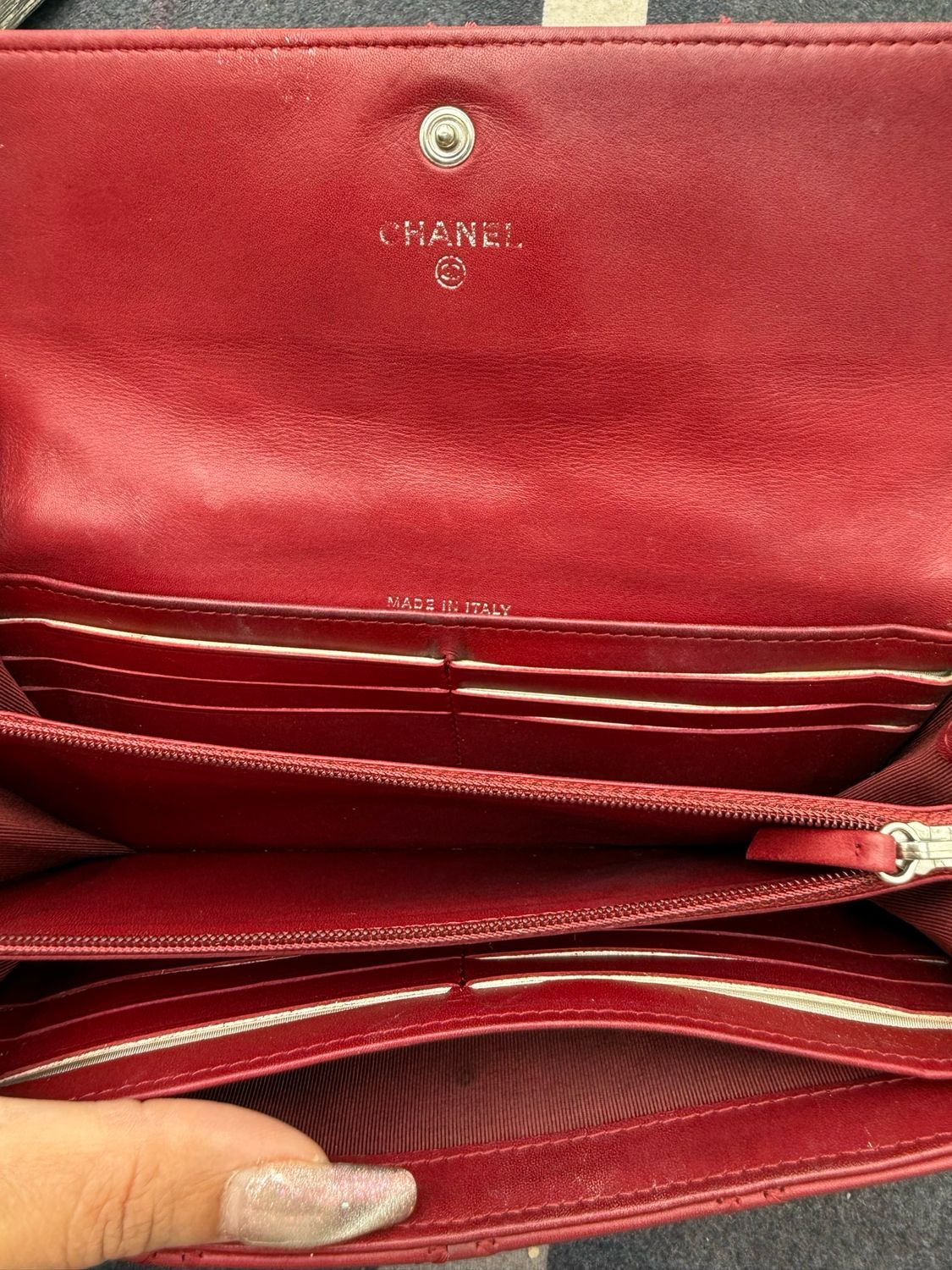 Chanel Coco Mark Calfskin Wallet Bifold Double Stitch