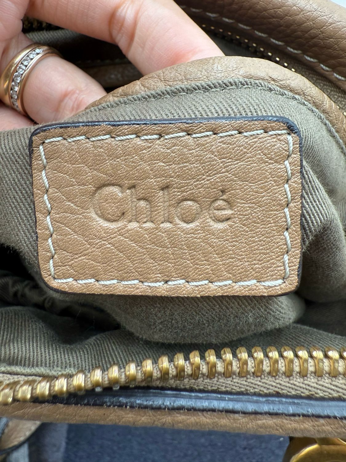 Chloe Marcie Saddle Nut Pebbled Leather Tote Medium Shoulder Bag