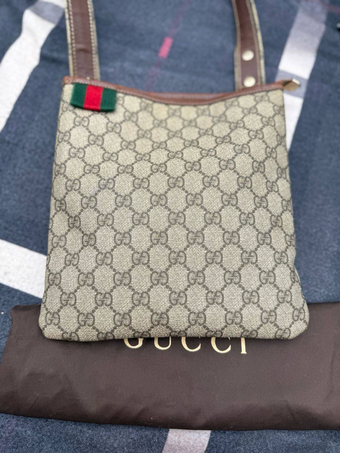 Gucci Monogram Plus Web Messenger Crossbody Bag Small