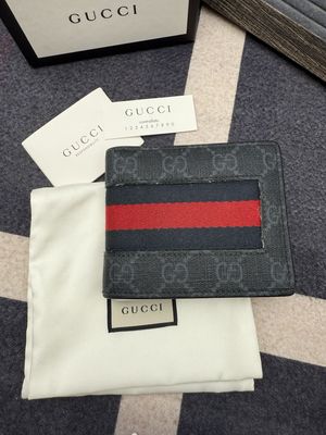 Gucci Web Flap Bi-Fold Wallet Supreme Monogram Selleria