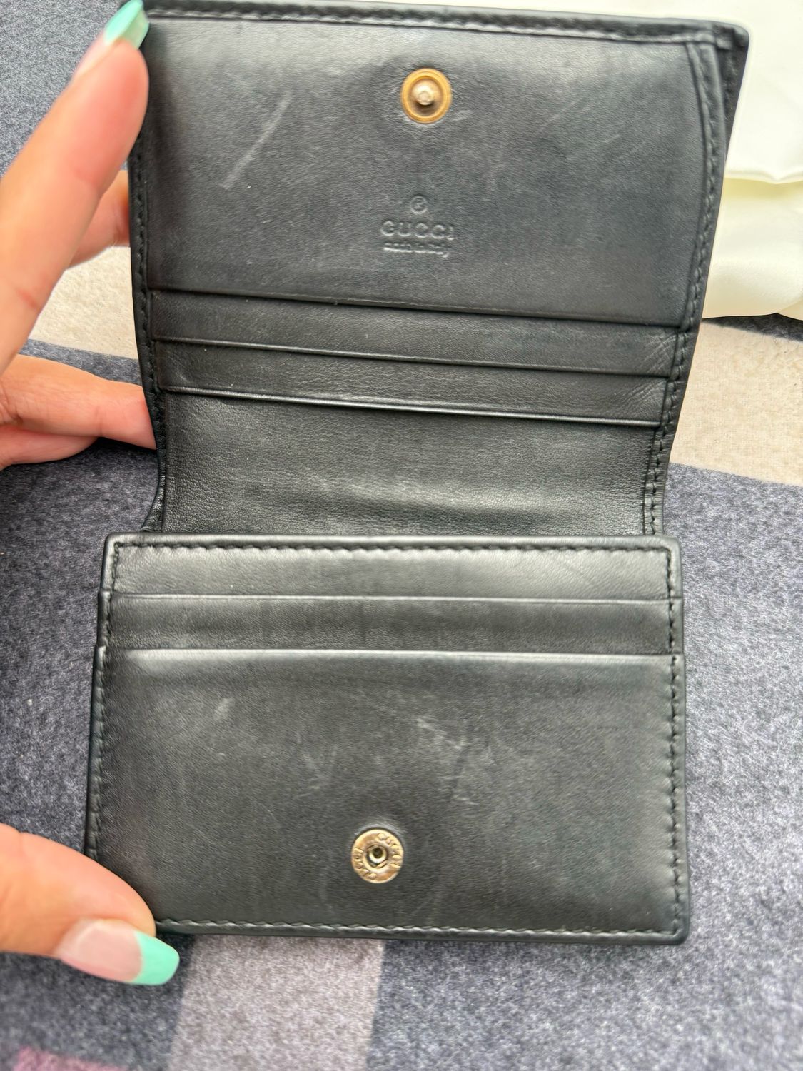 Gucci Marmont Black Bi-Fold Flap Card Wallet
