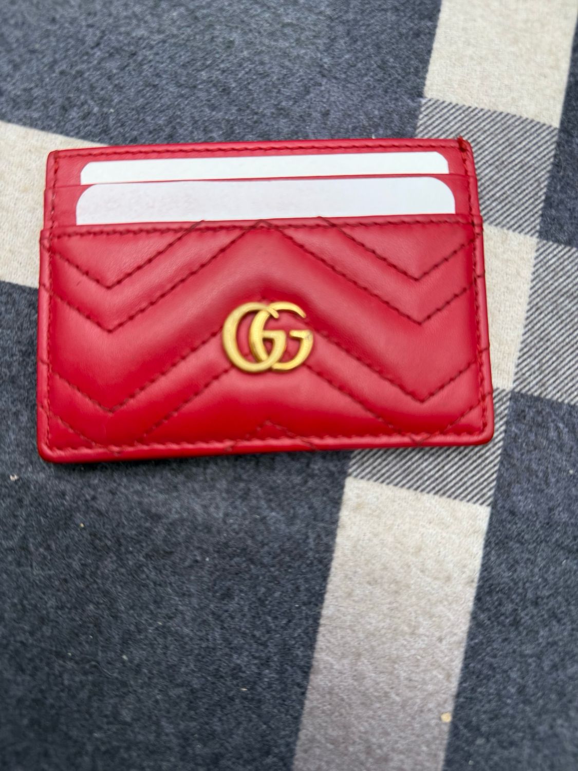 Gucci Marmont Red Card Case Holder Matelasse
