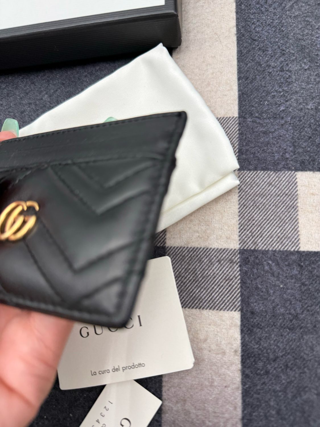Gucci Marmont Black Card Case Matelasse Calfskin