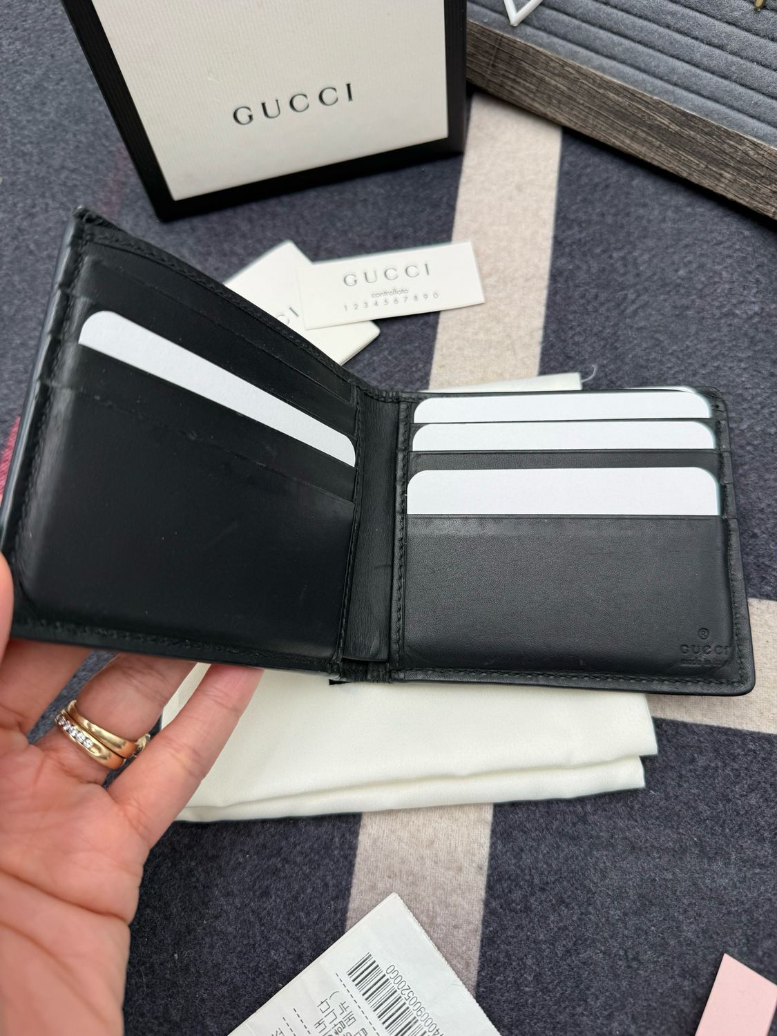 Gucci Web Flap Bi-Fold Wallet Supreme Monogram Selleria