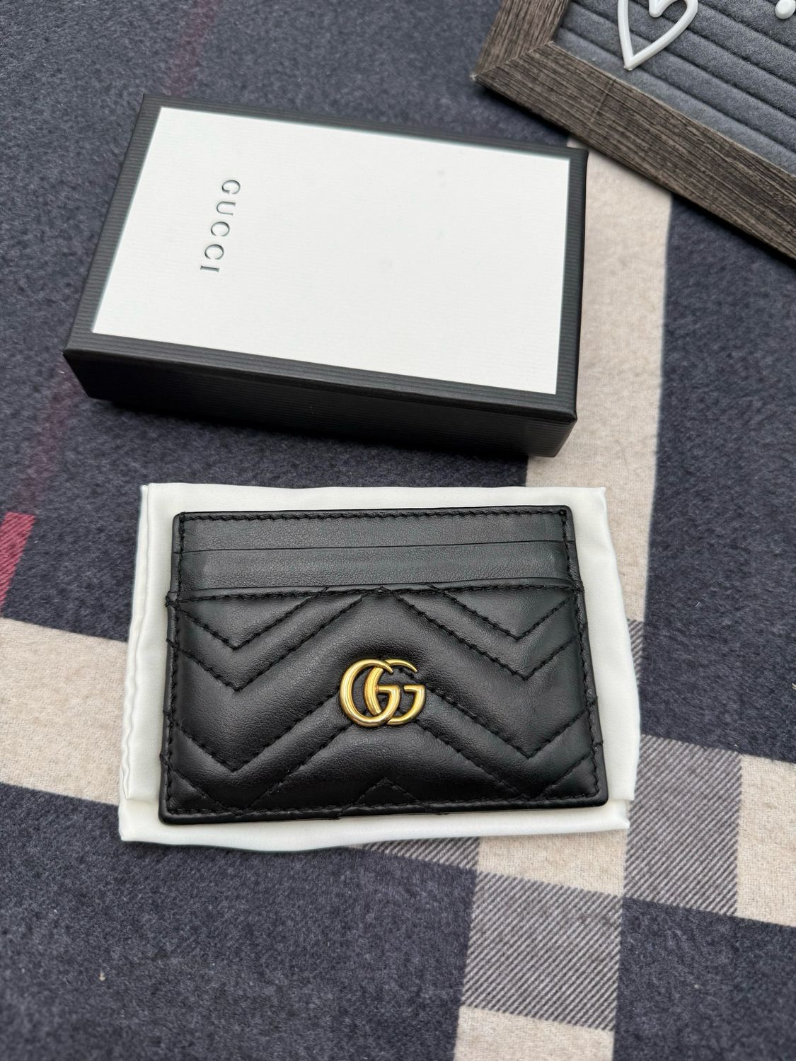 Gucci Marmont Black Card Case Matelasse Calfskin