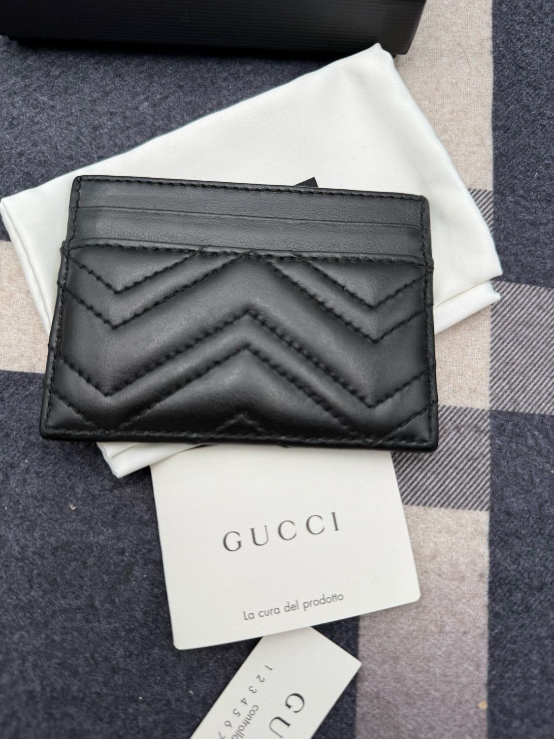 Gucci Marmont Black Card Case Matelasse Calfskin