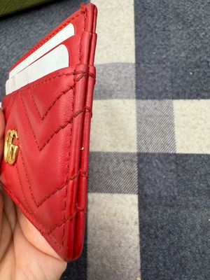 Gucci Marmont Red Card Case Holder Matelasse