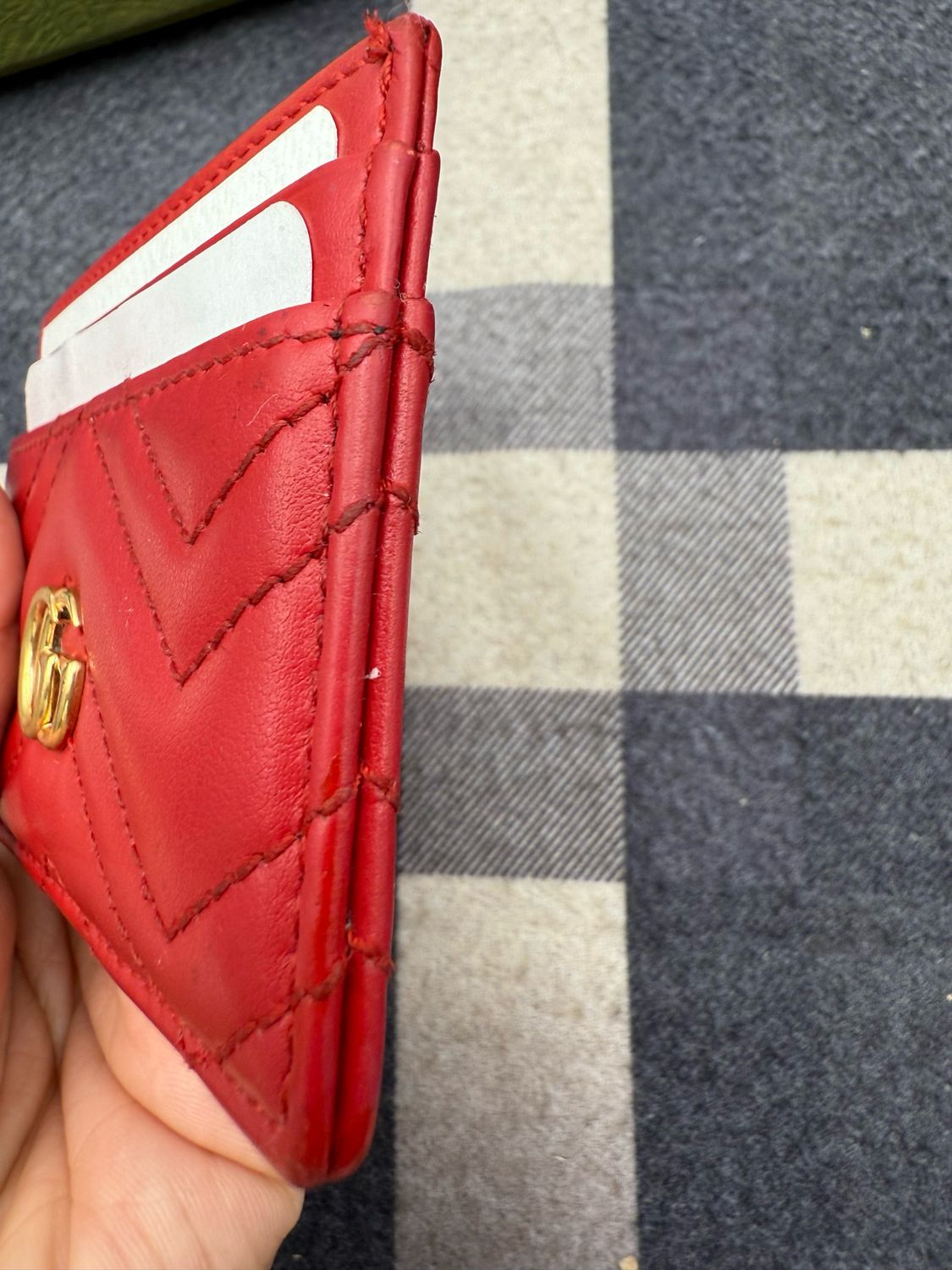 Gucci Marmont Red Card Case Holder Matelasse