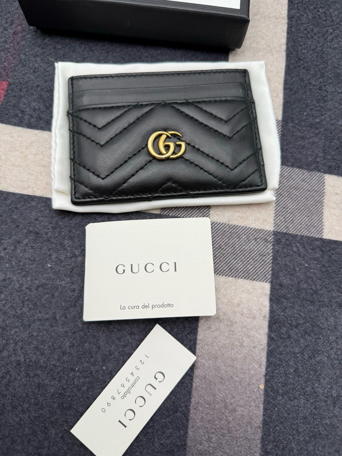 Gucci Marmont Black Card Case Matelasse Calfskin