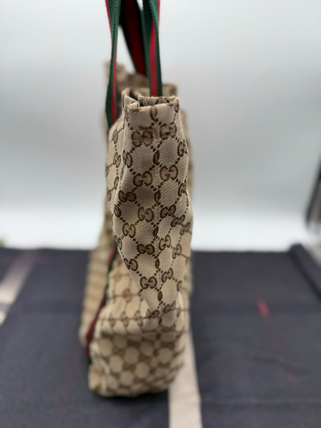 Gucci Web Strap Monogram Vertical Tote