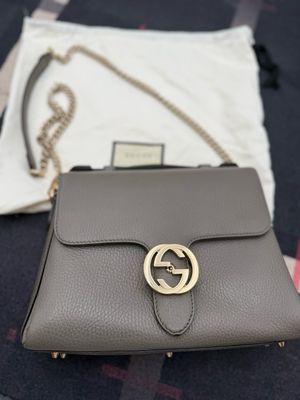 Gucci Calfskin Dollar Top Handle Sling Crossbody Shoulder Interlocking