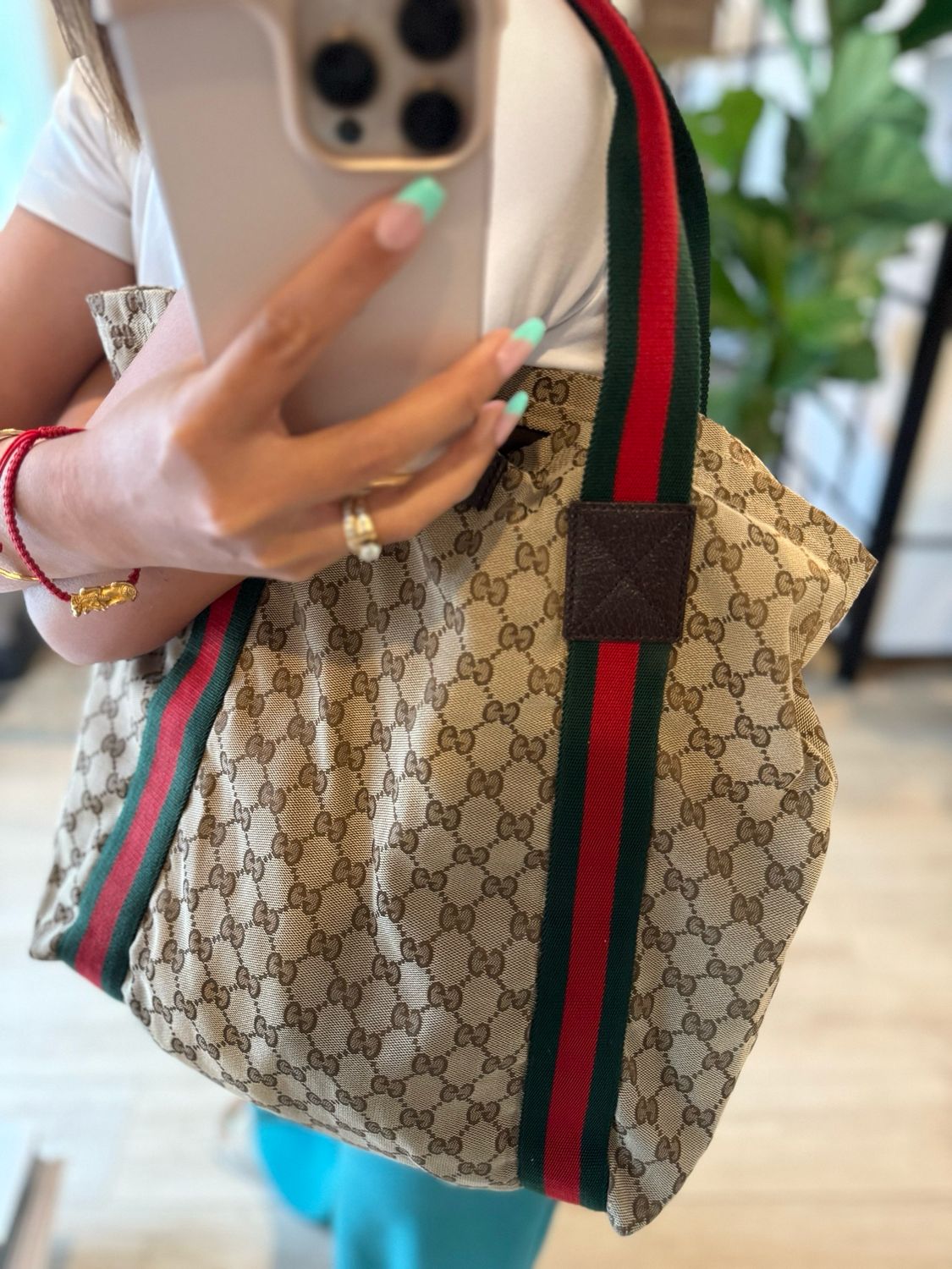 Gucci Web Strap Monogram Vertical Tote