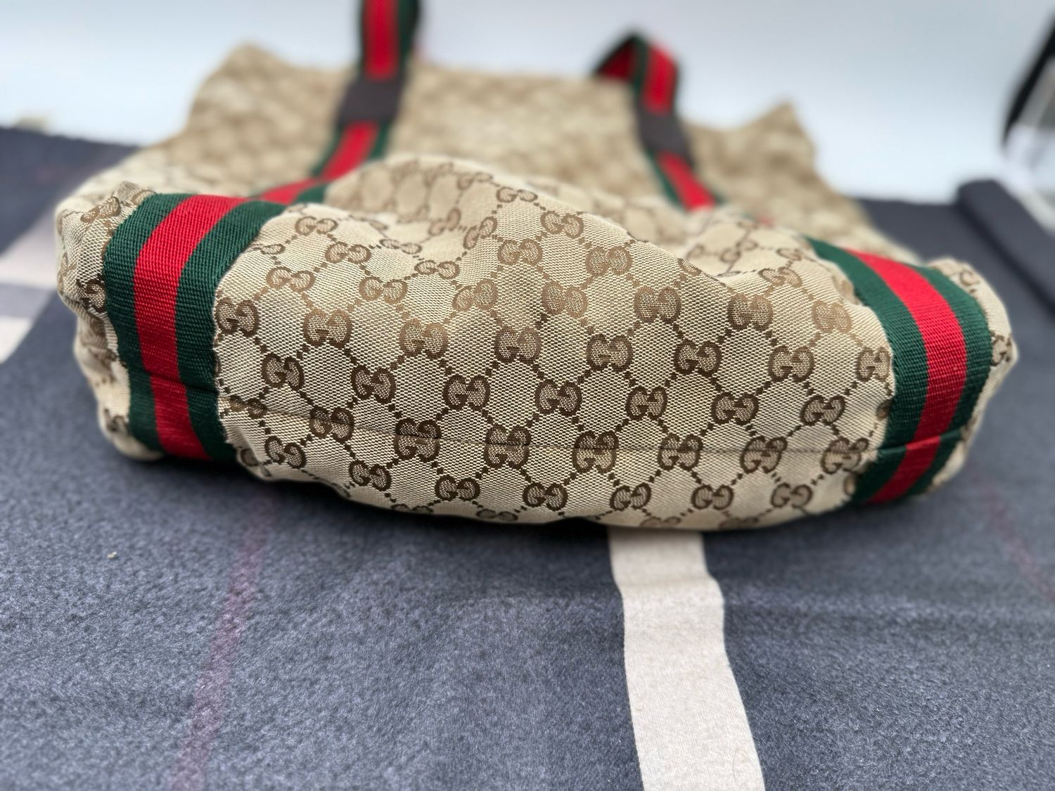 Gucci Web Strap Monogram Vertical Tote