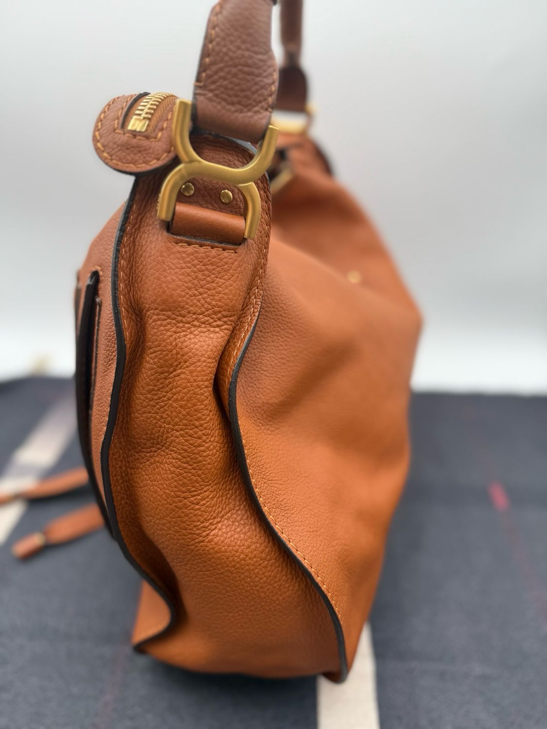 Chloe Marcie Hobo Large Shoulder Bag Tan Saddle