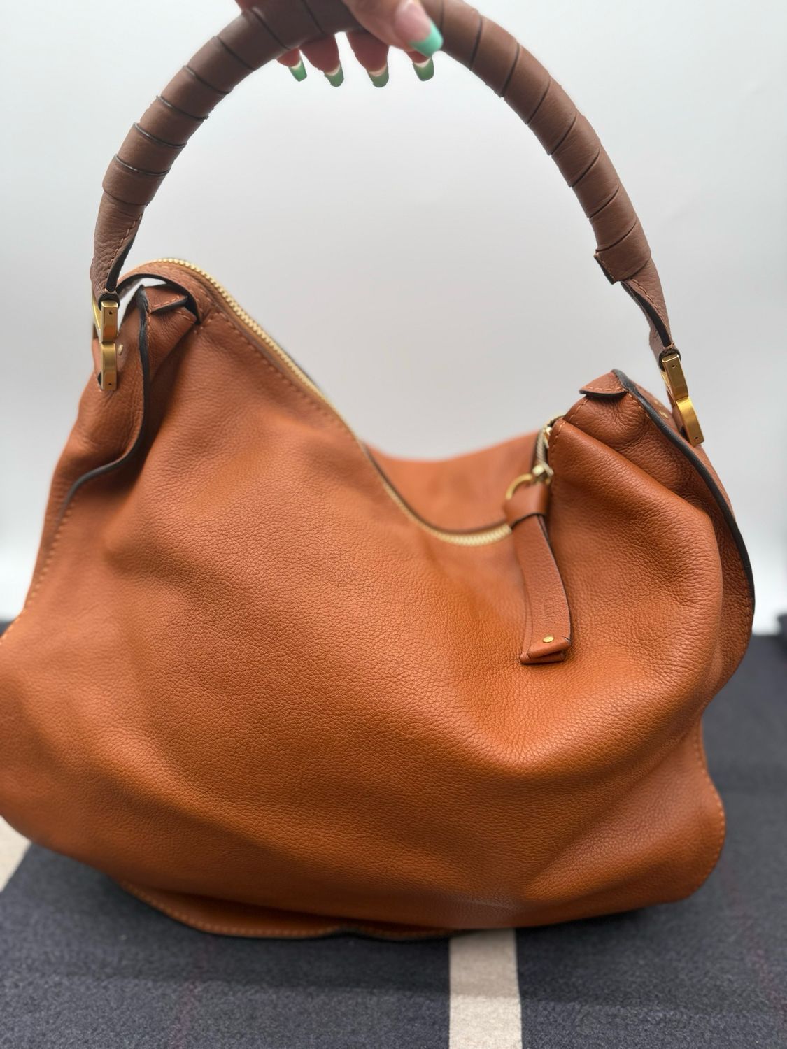 Chloe Marcie Hobo Large Shoulder Bag Tan Saddle
