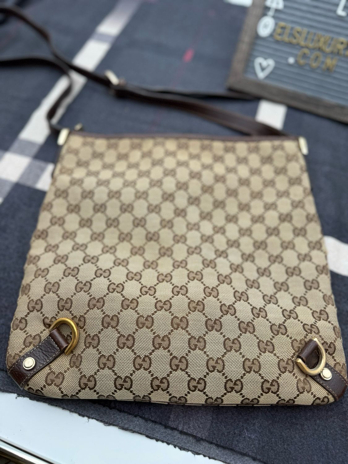 Gucci Messenger Abbey Crossbody Canvas Bag Zipper
