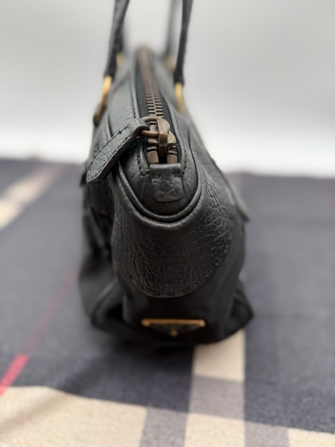 Prada Berlino Bowler Tote Shoulder Leather Trimmed