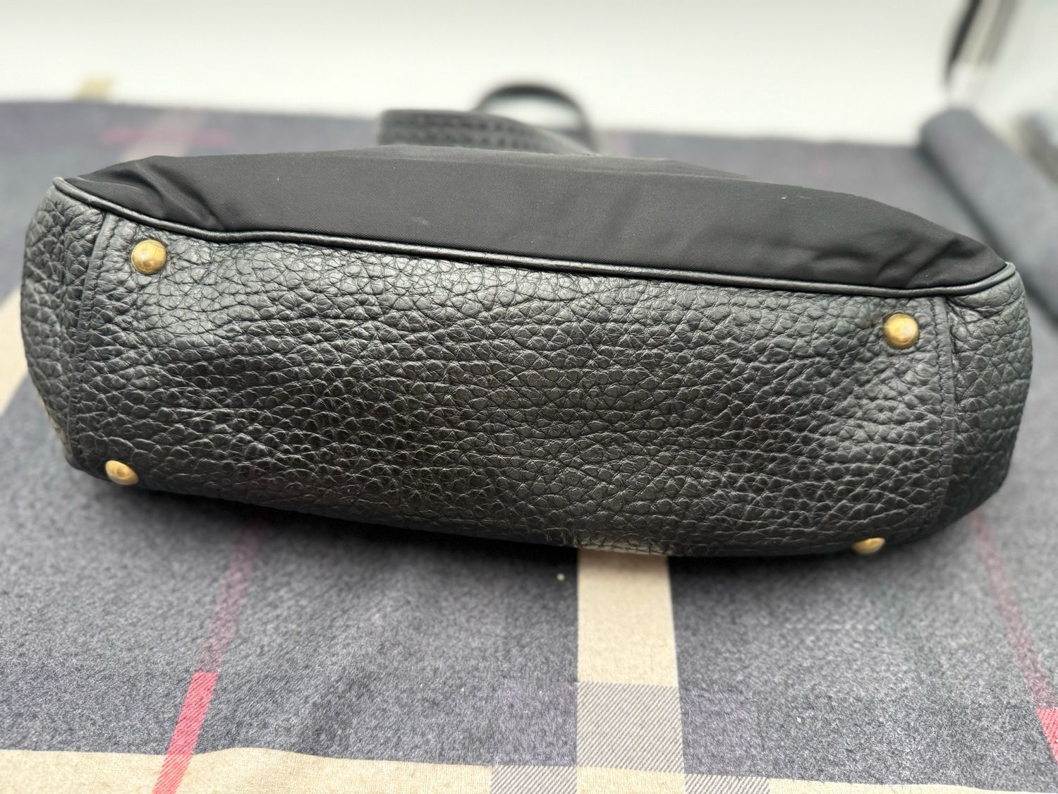 Prada Berlino Bowler Tote Shoulder Leather Trimmed