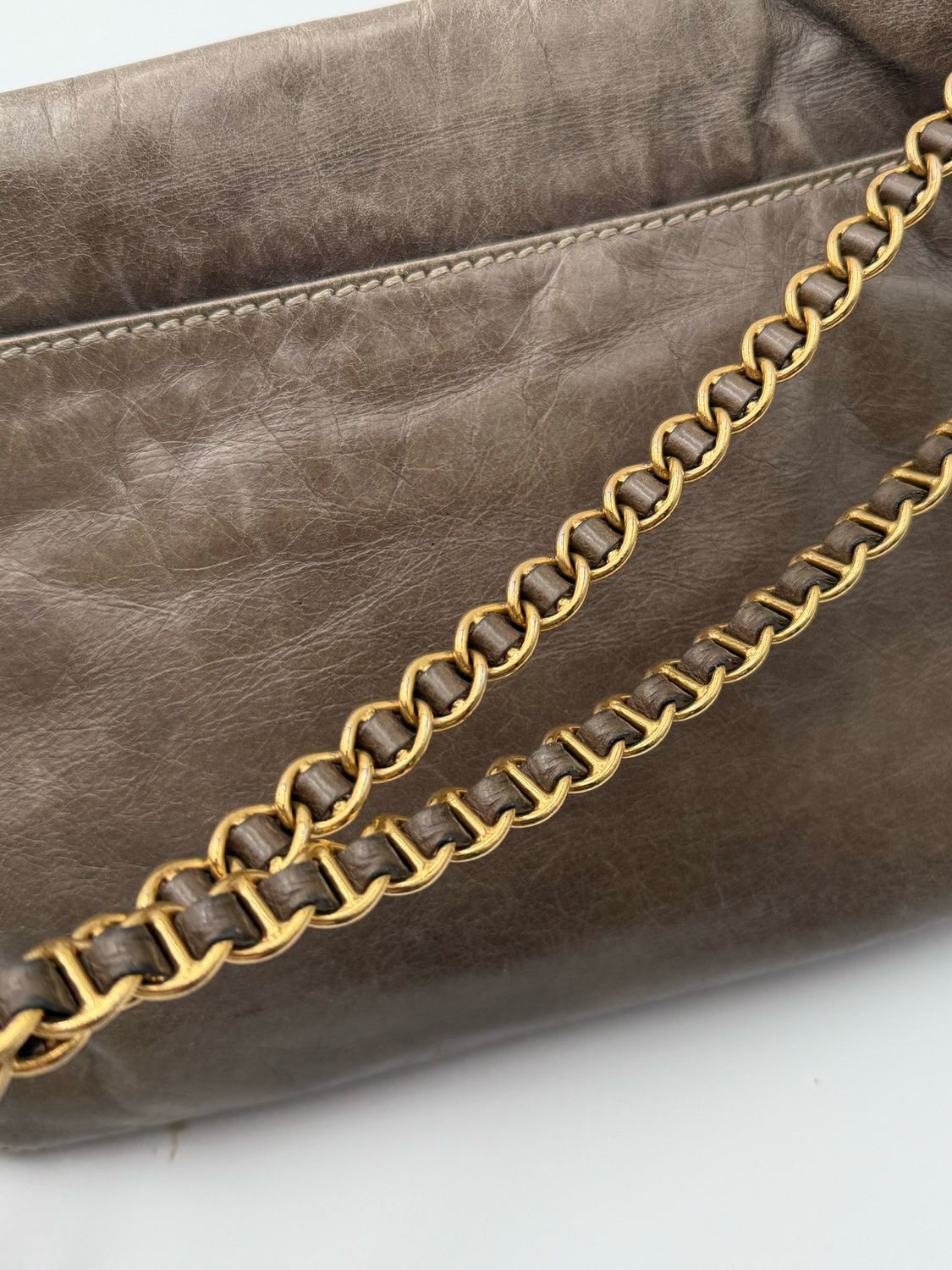 Prada Vitello Shine Flap Pushlock Crossbody Messenger Chain Strap Shoulder Bag