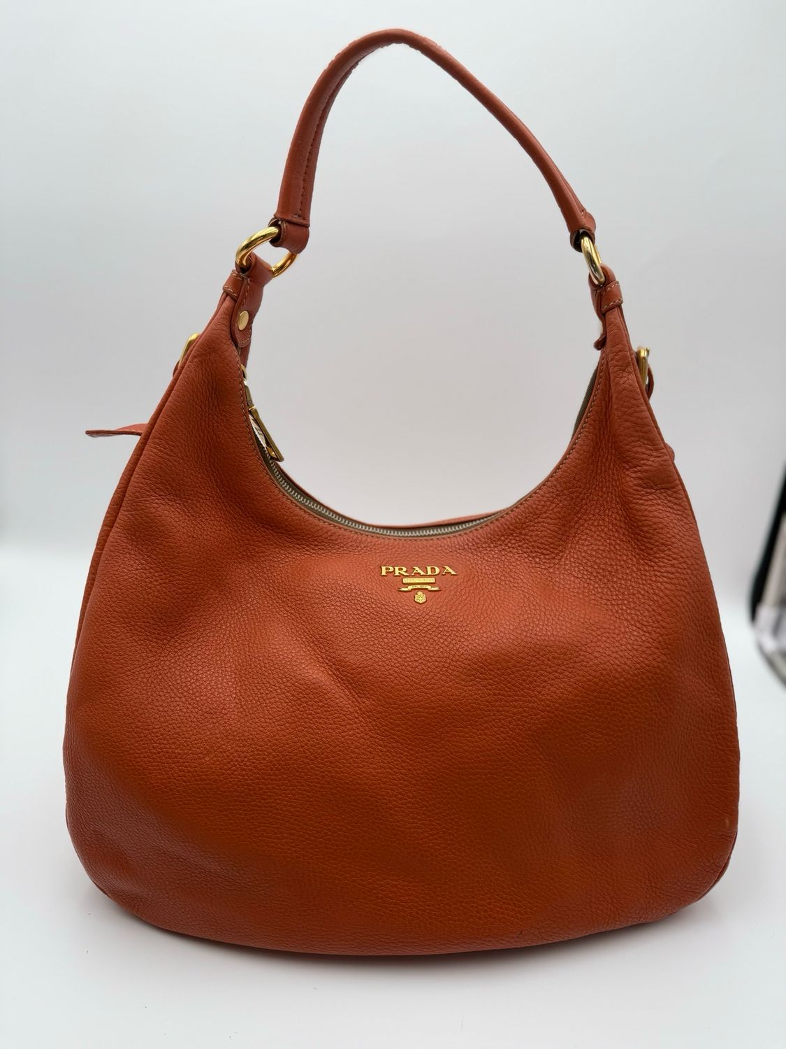 Prada Vitello Daino Hobo Shoulder Bag Coral