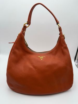 Prada Vitello Daino Hobo Shoulder Bag Coral