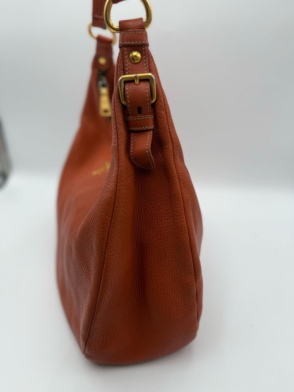Prada Vitello Daino Hobo Shoulder Bag Coral